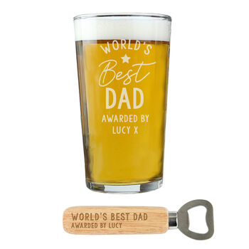 Personalised Father's Day Pint Glass And Bottle Opener, 3 of 3