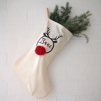 Pom Pom Rudolph Personalised Christmas Stocking, 8 of 8