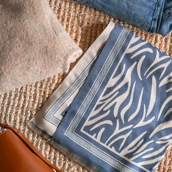 Blue Zebra Blanket Pashmina Scarf, 2 of 2