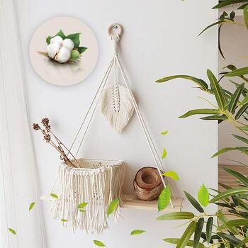 Macrame Cotton Rope With Leaf Wall Hanging Shelf, 3 of 8