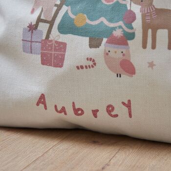 Personalised Pink Christmas Cream Sack, 2 of 4