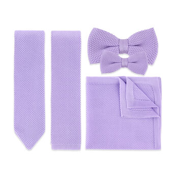 Wedding Handmade Polyester Knitted Pocket Square In Pastel Purple, 3 of 8