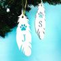 Personalised Pet Memorial Feather Christmas Decoration, thumbnail 1 of 2