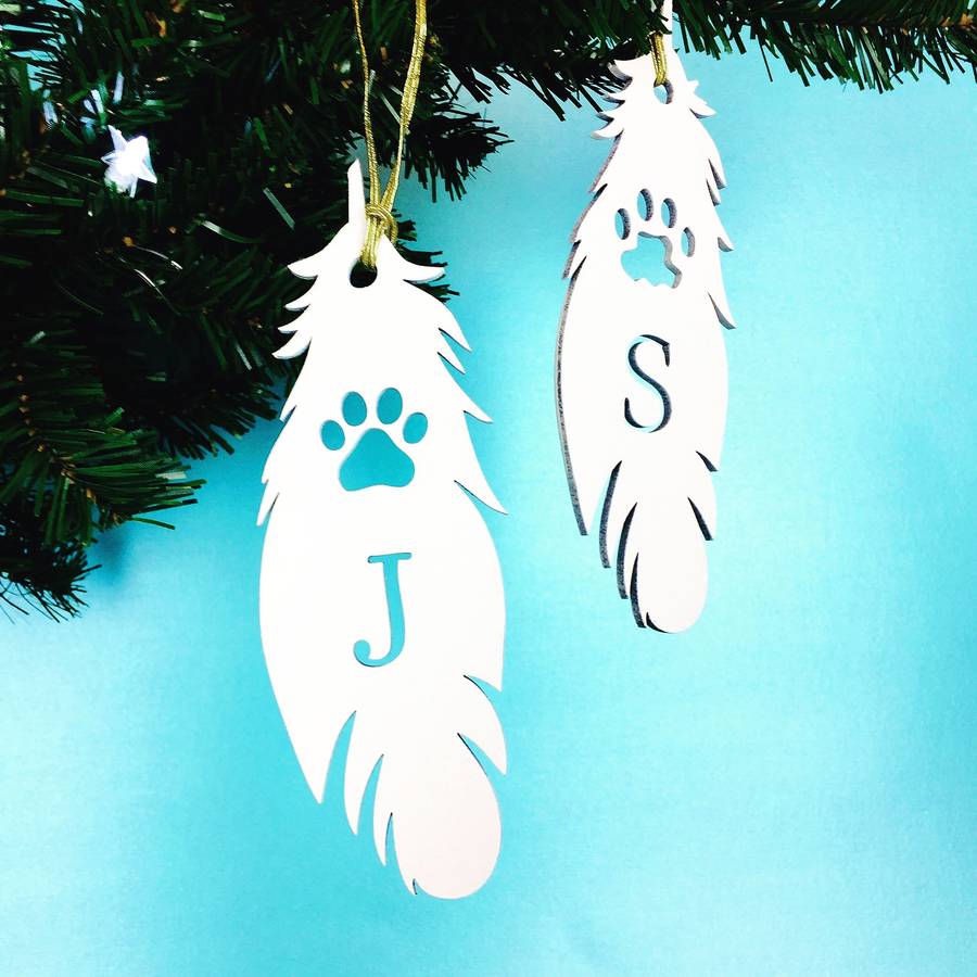 Personalised Pet Memorial Feather Christmas Decoration, 1 of 2