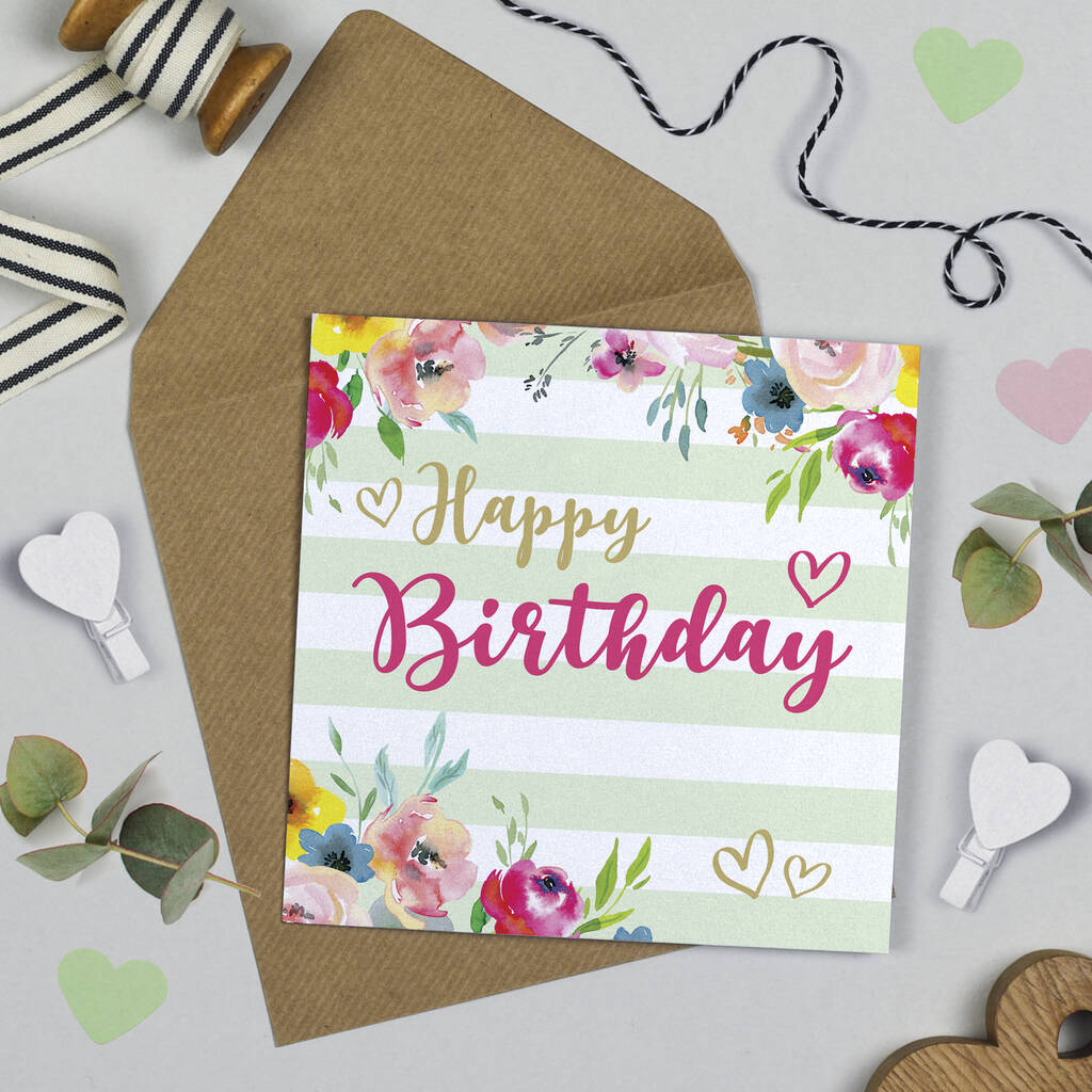 Superstar Green Floral Birthday Card, 1 of 5