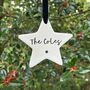 Personalised Family Name Christmas Hanging Ceramic Star, thumbnail 3 of 3