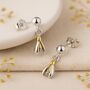 Sterling Silver And Gold Snowdrop Earrings – January Birth Flower Jewellery, thumbnail 3 of 6