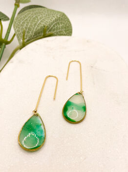 Transparent Green Teardrop Statement Earrings For Her, 2 of 9