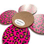 Pink Leopard Print Coasters Set Round Heat Resistant, thumbnail 7 of 7