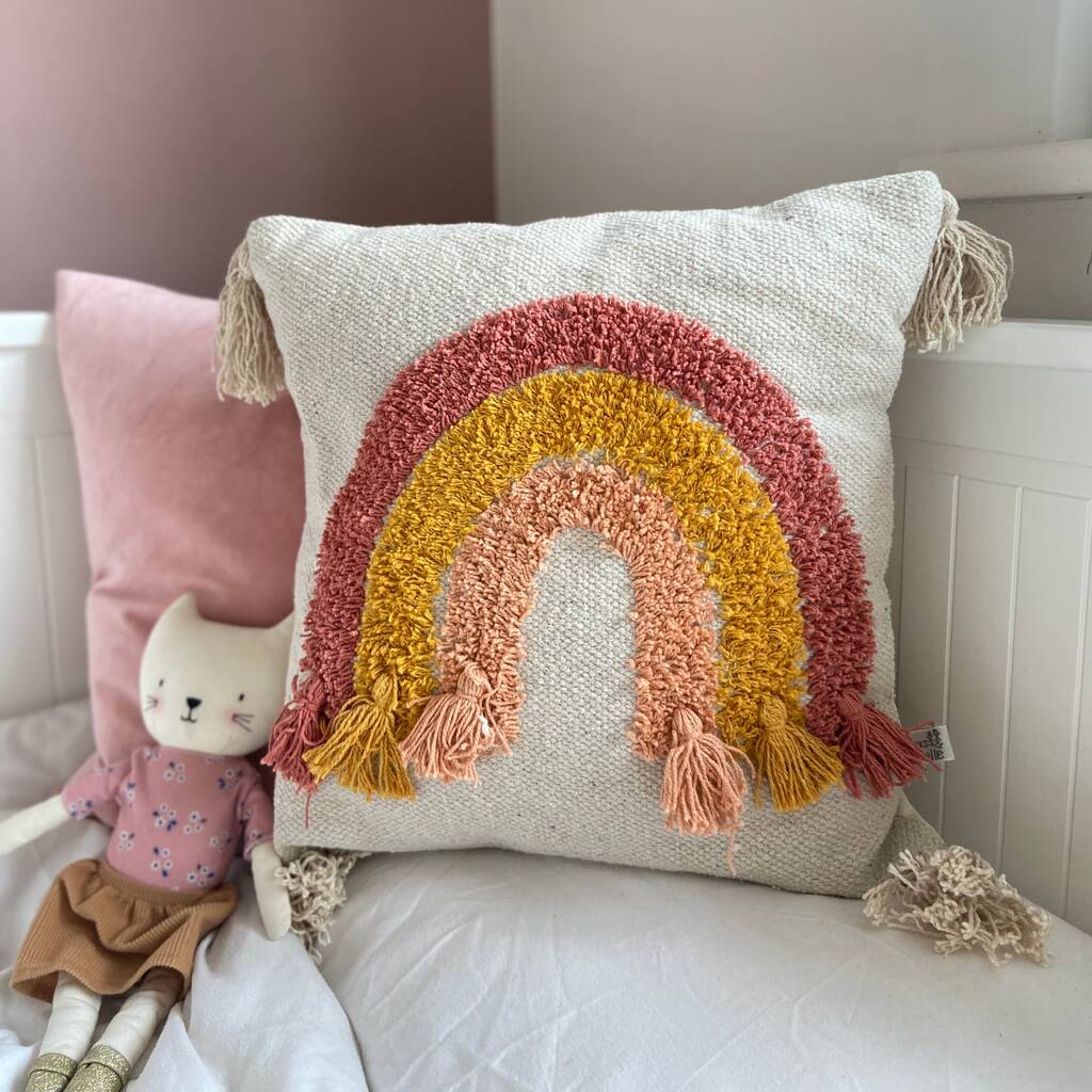 Rainbow Tufted Cushion Pink And Peach By The Wedding of my Dreams