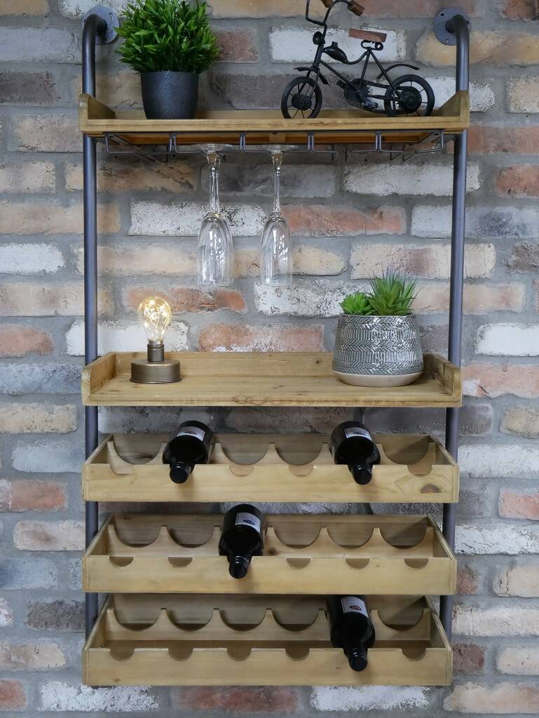 Industrial Wine Bar Wall Storage Unit, 1 of 2