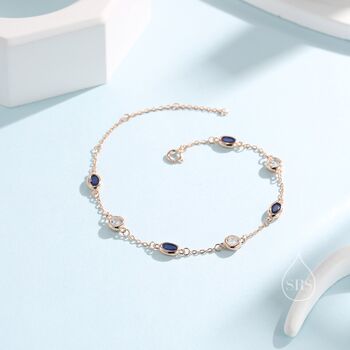 Sapphire Blue And Clear Cz Bracelet, 5 of 11