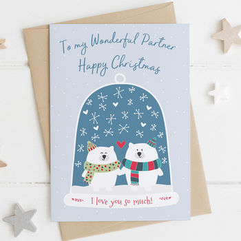 Husband / Wife Personalised Snowglobe Christmas Card, 3 of 3