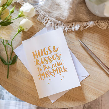Personalised 'Hugs And Kisses To The New…' Wedding Card, 2 of 7