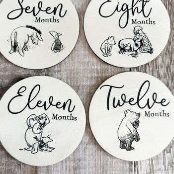 Pooh Bear Wooden Baby Milestone Discs Set Baby Gift, 5 of 9