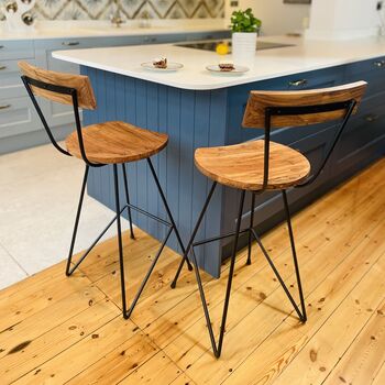 Industrial Wood Bar Stool With Backrest, 3 of 5