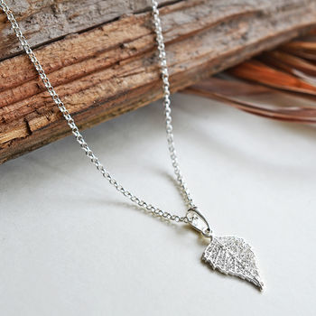 Sterling Silver Birch Leaf Necklace, 3 of 7