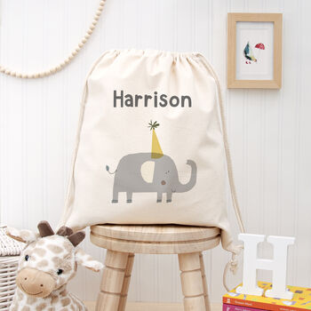 Personalised Elephant Cotton Nursery Bag, 2 of 7