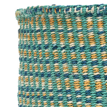 Leta: Turquoise And Gold Tie Dye Woven Storage Basket, 7 of 9