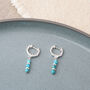 Linear Huggie Turquoise December Birthstone Earrings, thumbnail 2 of 8