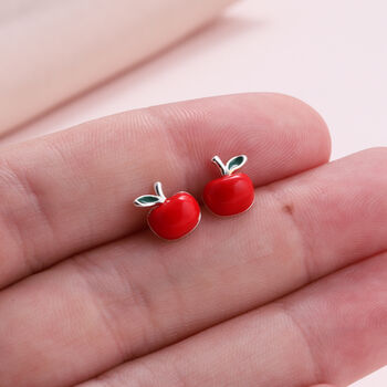 'Cutest Apple' Sterling Silver Apple Earrings, 2 of 6