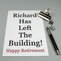 Retirement Card 'Left The Building' Personalised, thumbnail 2 of 8