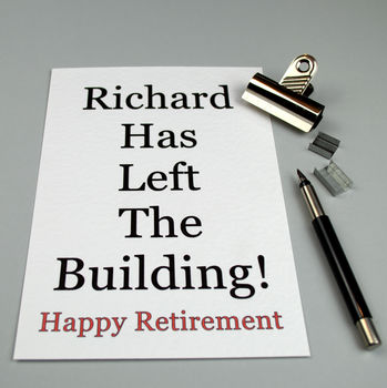 Retirement Card 'Left The Building' Personalised, 2 of 8