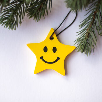 Smiley Star Christmas Tree Decoration, 4 of 6