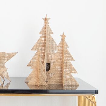Set Of Three Hessian Christmas Trees, 2 of 4