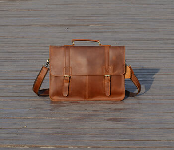 Worn Look Genuine Leather Briefcase Bag By EAZO | notonthehighstreet.com