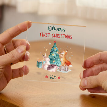 Baby’s First Christmas Plaque Woodland Keepsake Gift, 4 of 4