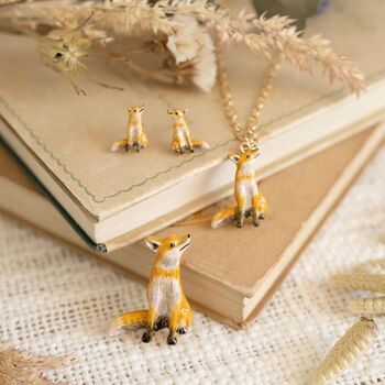 Enamel Fox Short Necklace, 2 of 5