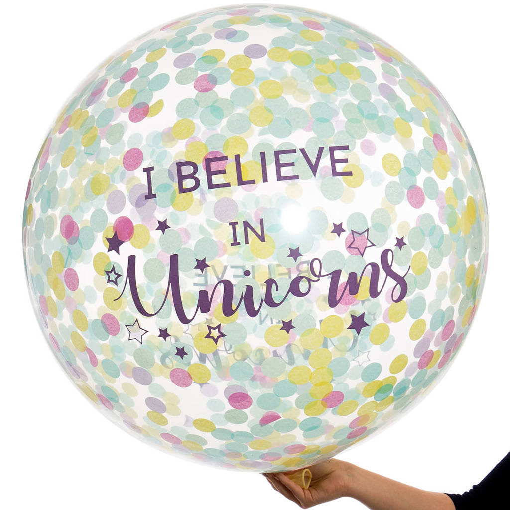 I Believe In Unicorns Confetti Giant Balloon By Bubblegum Balloons