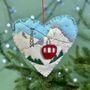 Personalised Fabric Heart Skiing Bauble, thumbnail 2 of 3