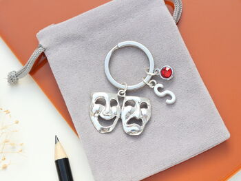 Drama Masks Personalised Keyring Theatre Gift, 7 of 10
