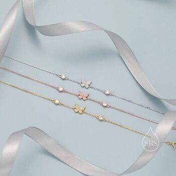 Cz Crystal And Cz Butterfly Floating Bracelet, 3 of 9