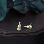 Tiny Violin Stud Earrings In Sterling Silver, thumbnail 4 of 11