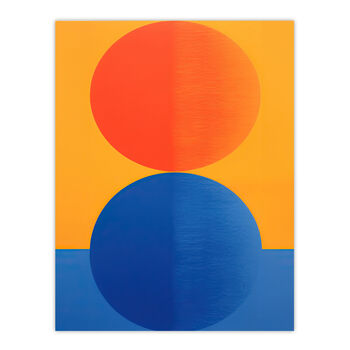 Tangerine And Cobalt Blue Orbs Abstract Wall Art Print, 6 of 6