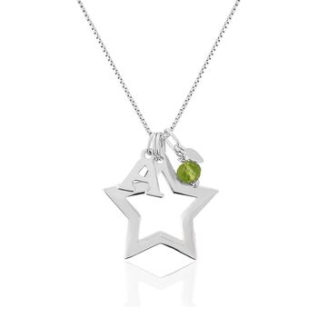 Personalised Open Star Necklace With Birthstones, 6 of 13