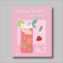 Strawberry Mojito Cocktail Print Four Colour Options, thumbnail 2 of 8