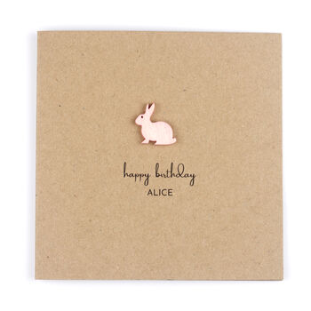 Personalised Birthday Pink Bunny Card, 2 of 5