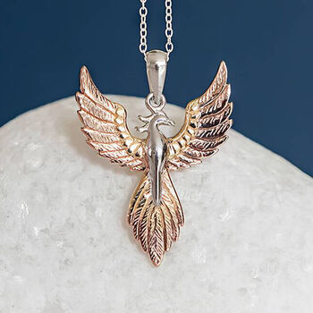 Yellow And Rose Gold Plated Phoenix Necklace, 2 of 12