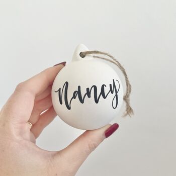 Personalised Calligraphy Christmas Bauble, 2 of 9