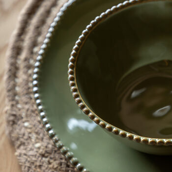 Olive Green Porcelain Beaded Bowls, 3 of 3
