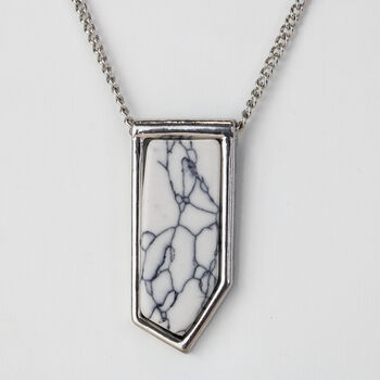 Double Layer Geometric Marble Pendant Necklace, 3 of 4