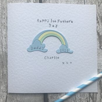 Personalised 1st Fathers Day Rainbow Card, 2 of 4