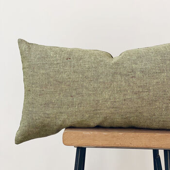Green Textured Linen Cushion Lumbar, 4 of 5