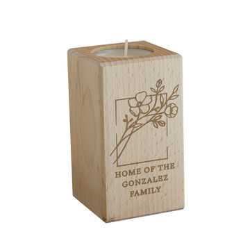 Personalised Floral Bouquet Wooden Tealight Holder, 4 of 4