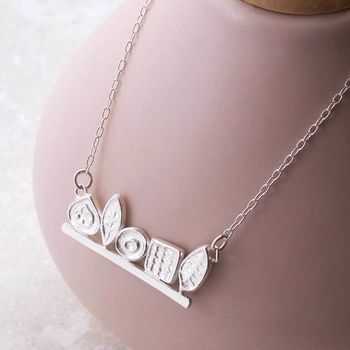 Sterling Silver Icons Bar Handmade To Order Necklace, 5 of 7