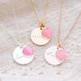 Esme Disc And Heart Charm Name Necklace, thumbnail 5 of 8